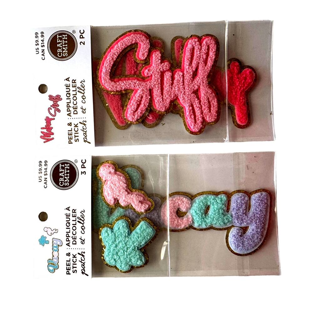 Craft Smith Peel and Stick 3 D Puffy Patch Stickers "Vacay" "Makeup" "Stuff"